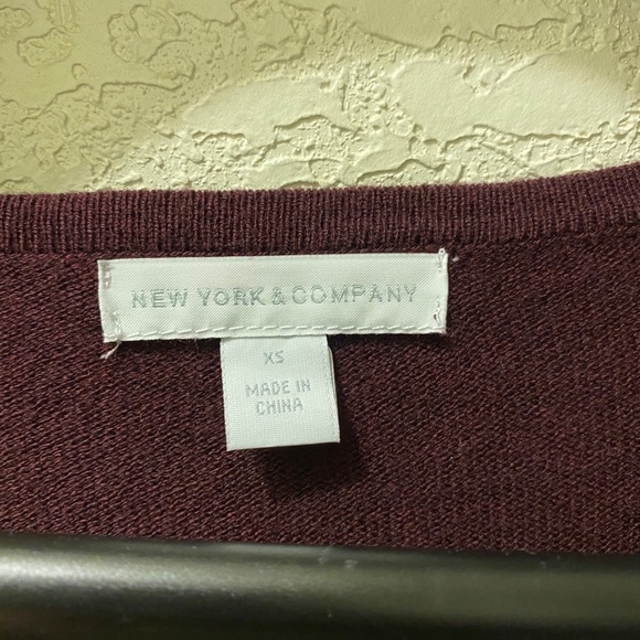 New York & Company Long Sleeve Cardigan Burgundy - Picture 3 of 8